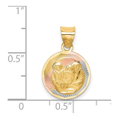 14K Yellow Gold Diamond-Cut Baptism Round Pendant – view 4
