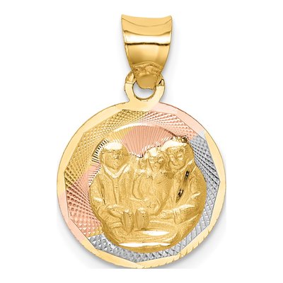 14K Yellow Gold Diamond-Cut Baptism Round Pendant