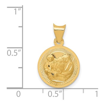 14K Yellow Gold Baptism Round Pendant – view 4