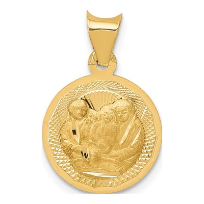 14K Yellow Gold Baptism Round Pendant
