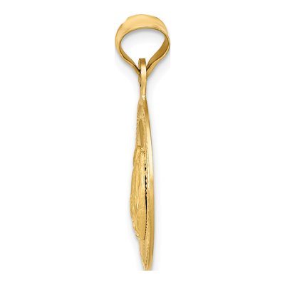 14K Yellow Gold Baptism Round Pendant – view 3
