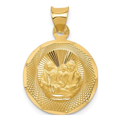 14K Yellow Gold Baptism Round Pendant