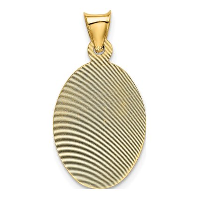 14K Yellow Gold Diamond-Cut Baptism Oval Pendant – view 4