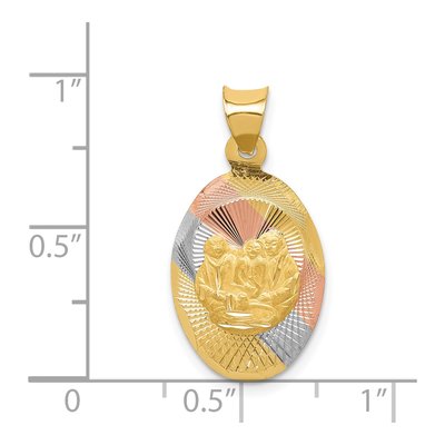 14K Yellow Gold Diamond-Cut Baptism Oval Pendant – view 5