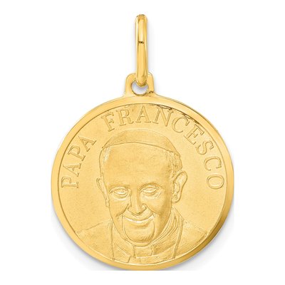 14K Yellow Gold Papa Francesco Medal Pendant