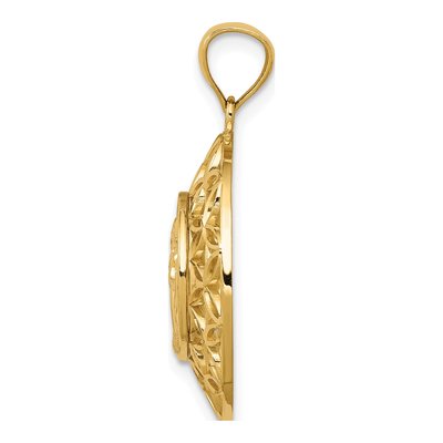14K Yellow Gold Diamond-Cut Angel Medal Pendant – view 3