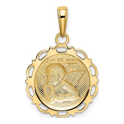 14K Yellow Gold Angel Scallop Frame Pendant – view 4