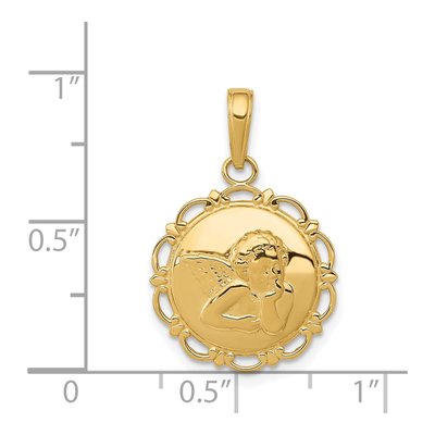 14K Yellow Gold Angel Scallop Frame Pendant – view 5