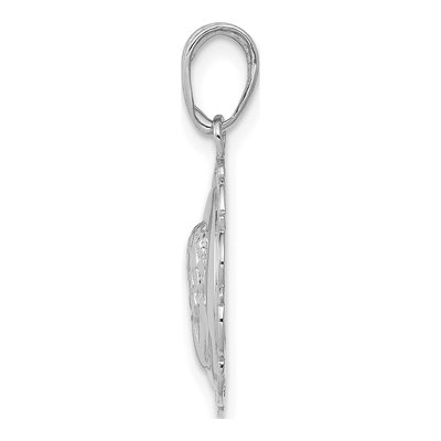 14K White Gold Angel Cherub Scallop Pendant – view 3