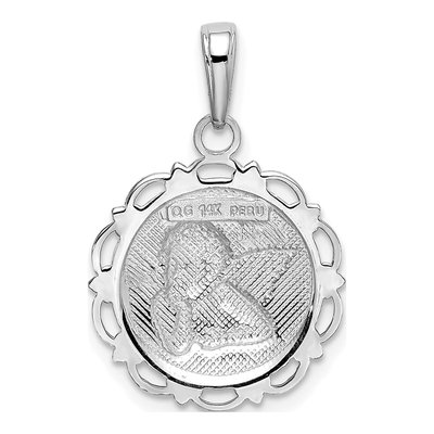 14K White Gold Angel Cherub Scallop Pendant – view 5