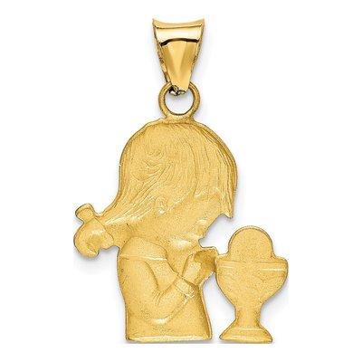 14K Yellow Gold Girl Communion Pendant – view 4
