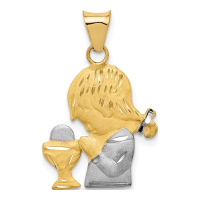 14K Yellow Gold Girl Communion Pendant