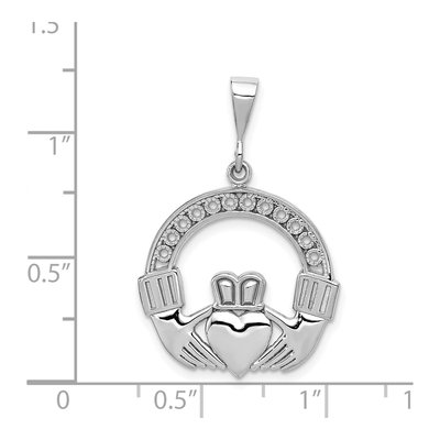 14K White Gold Claddagh Pendant – view 5