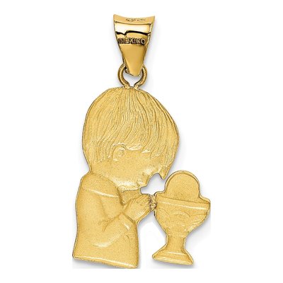 14K Yellow Gold Boy Communion Pendant – view 4