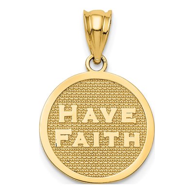 14K Yellow Gold Reversible Faith Footprints Pendant – view 4