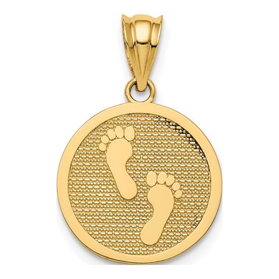 14K Yellow Gold Reversible Faith Footprints Pendant