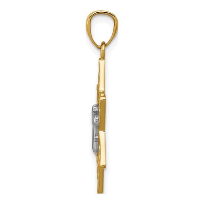 14K Two-Tone Gold Star of David Chai Pendant – view 3