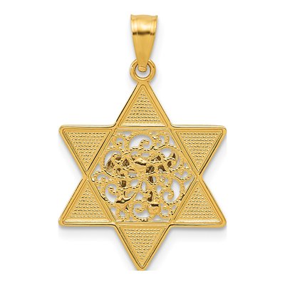 14K Two-Tone Gold Star of David Chai Pendant – view 4