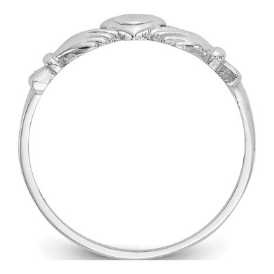 14K White Gold Baby Claddagh Ring – view 3