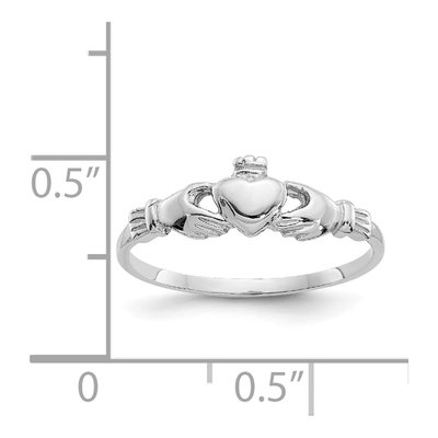 14K White Gold Baby Claddagh Ring – view 4
