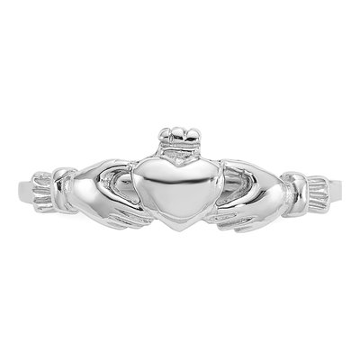 14K White Gold Baby Claddagh Ring – view 6