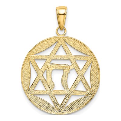 14K Yellow Gold Star of David Chai Pendant – view 4