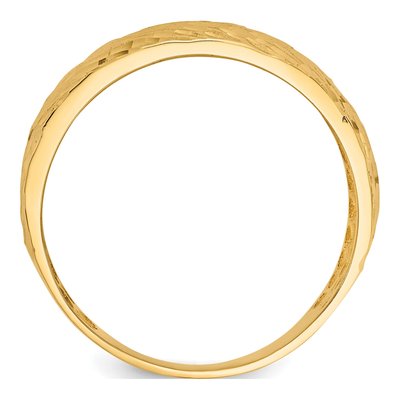 14K Yellow Gold Diamond-Cut Textured Dome Ring – view 2