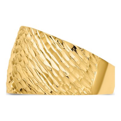 14K Yellow Gold Diamond-Cut Textured Dome Ring – view 3