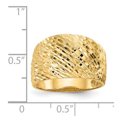 14K Yellow Gold Diamond-Cut Textured Dome Ring – view 4