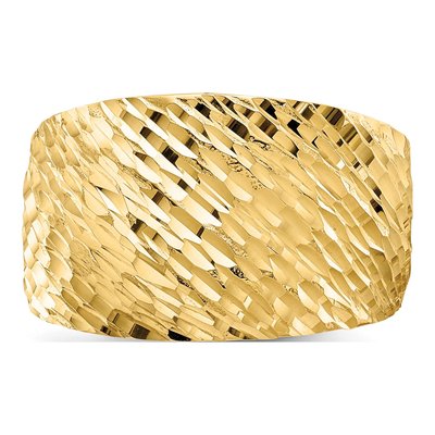 14K Yellow Gold Diamond-Cut Textured Dome Ring – view 5