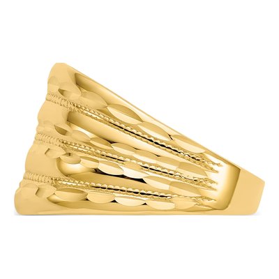 14K Yellow Gold Diamond-Cut Dome Ring – view 3