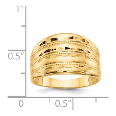 14K Yellow Gold Diamond-Cut Dome Ring – view 4