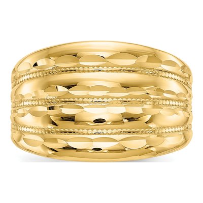 14K Yellow Gold Diamond-Cut Dome Ring – view 5