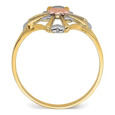 14K Two-Tone Gold Cross Flower Ring – view 3