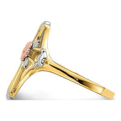 14K Two-Tone Gold Cross Flower Ring – view 4
