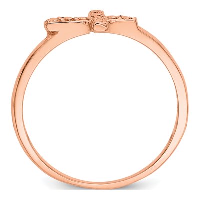 14K Rose Gold Diamond-Cut Cross Ring – view 3