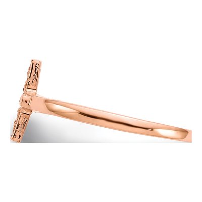 14K Rose Gold Diamond-Cut Cross Ring – view 4