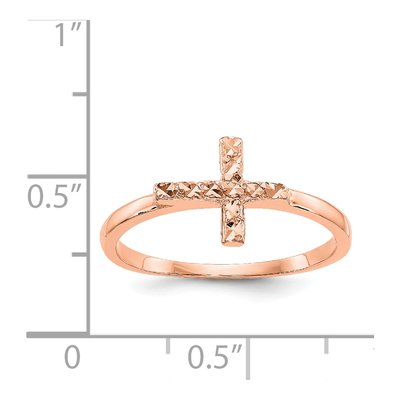 14K Rose Gold Diamond-Cut Cross Ring – view 5
