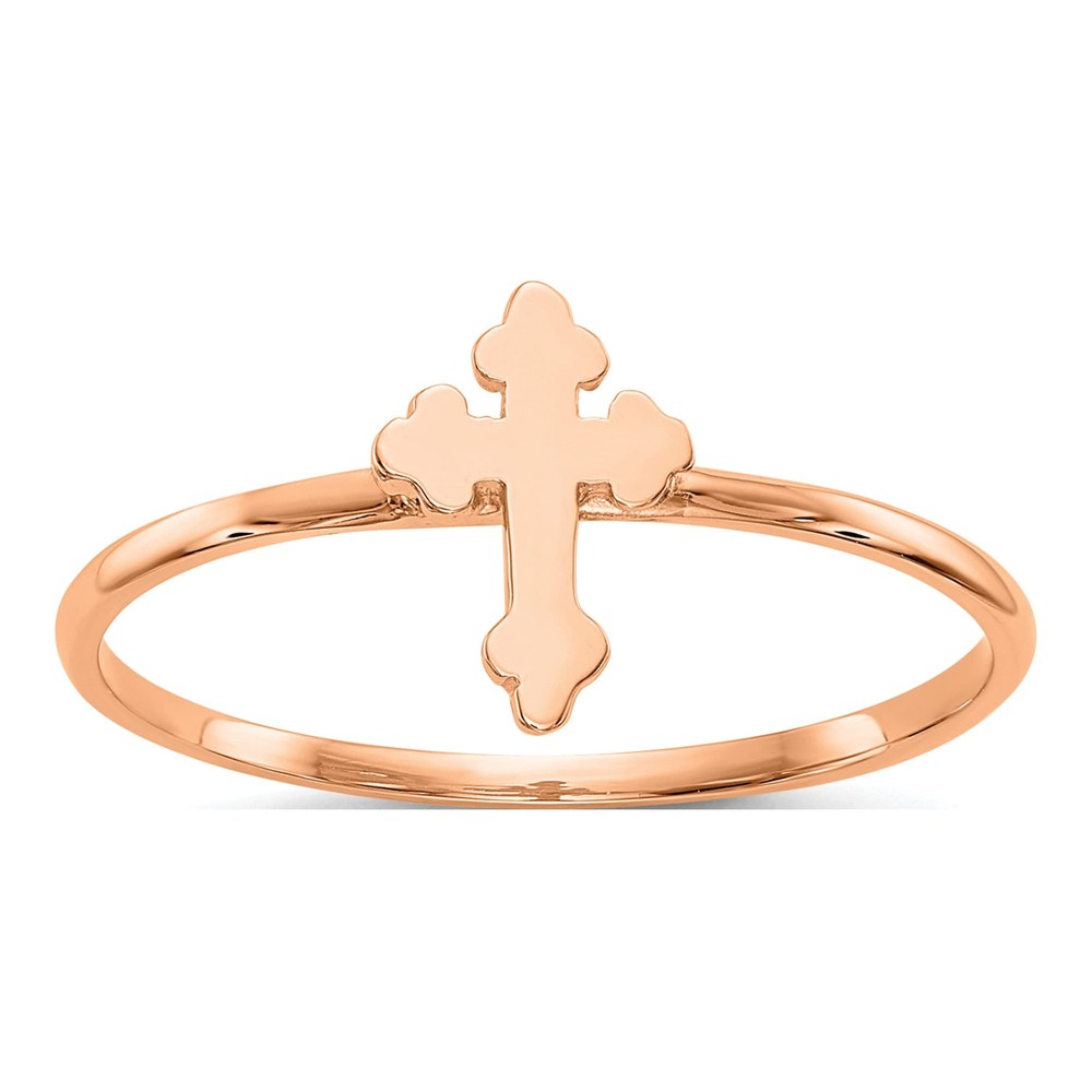 14K Rose Gold Cross Ring