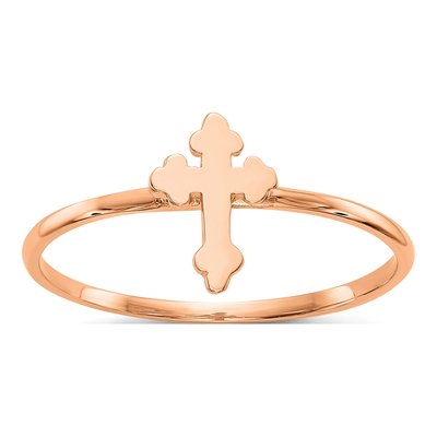14K Rose Gold Cross Ring