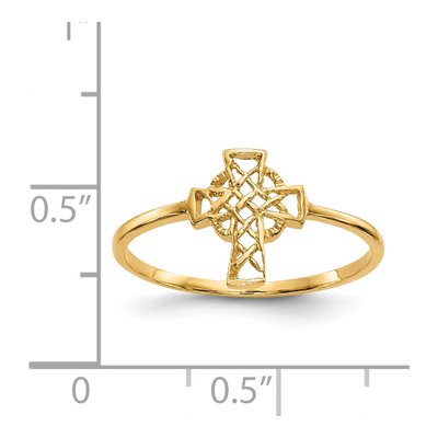 14K Yellow Gold Celtic Knot Cross Ring – view 5