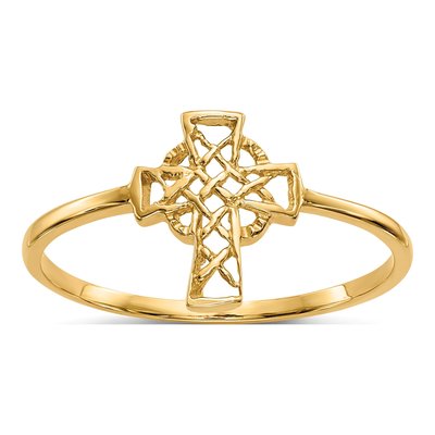 14K Yellow Gold Celtic Knot Cross Ring