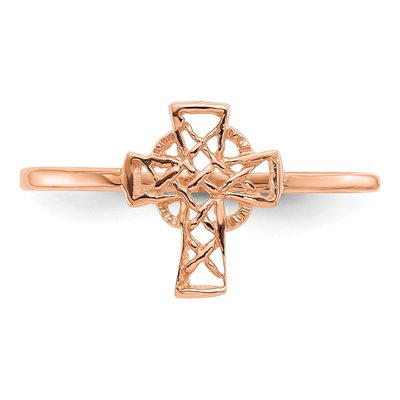 14K Rose Gold Celtic Knot Cross Ring – view 6