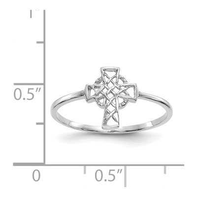 14K White Gold Celtic Knot Cross Ring – view 5