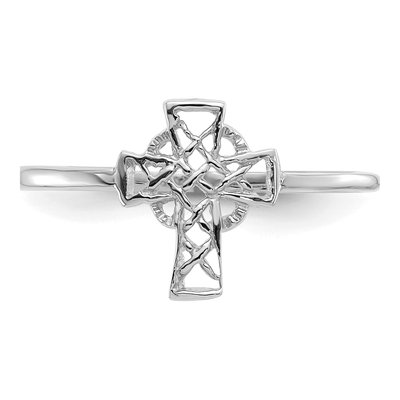 14K White Gold Celtic Knot Cross Ring – view 6