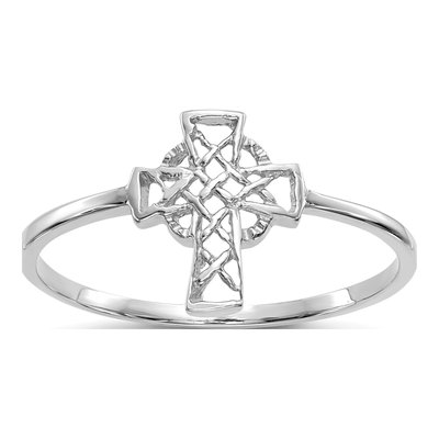 14K White Gold Celtic Knot Cross Ring