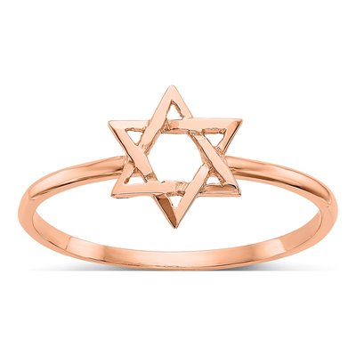14K Rose Gold Star of David Ring