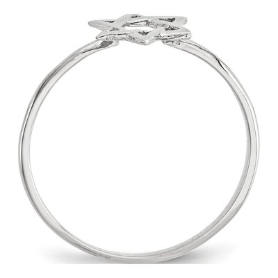 14K White Gold Star of David Ring – view 3