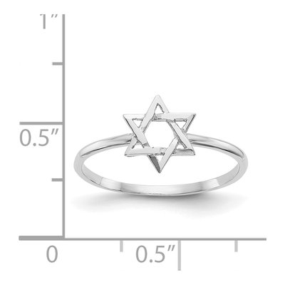 14K White Gold Star of David Ring – view 4