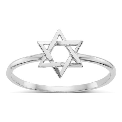14K White Gold Star of David Ring